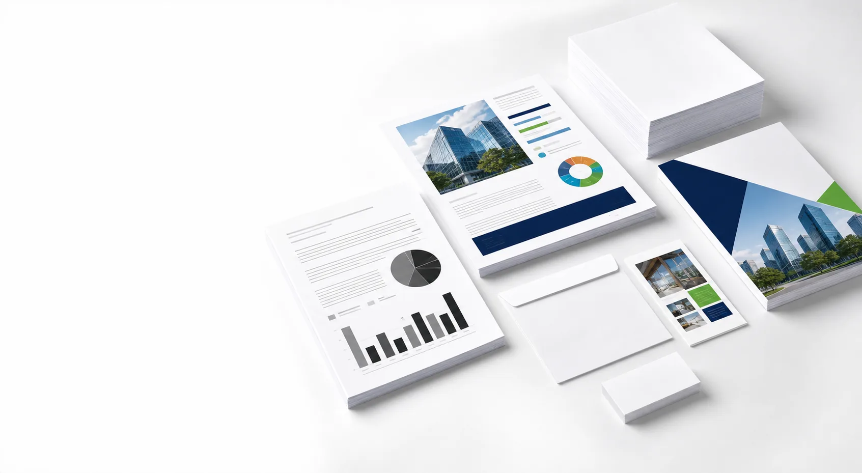 Documentos, folletos y productos impresos en blanco y negro y color